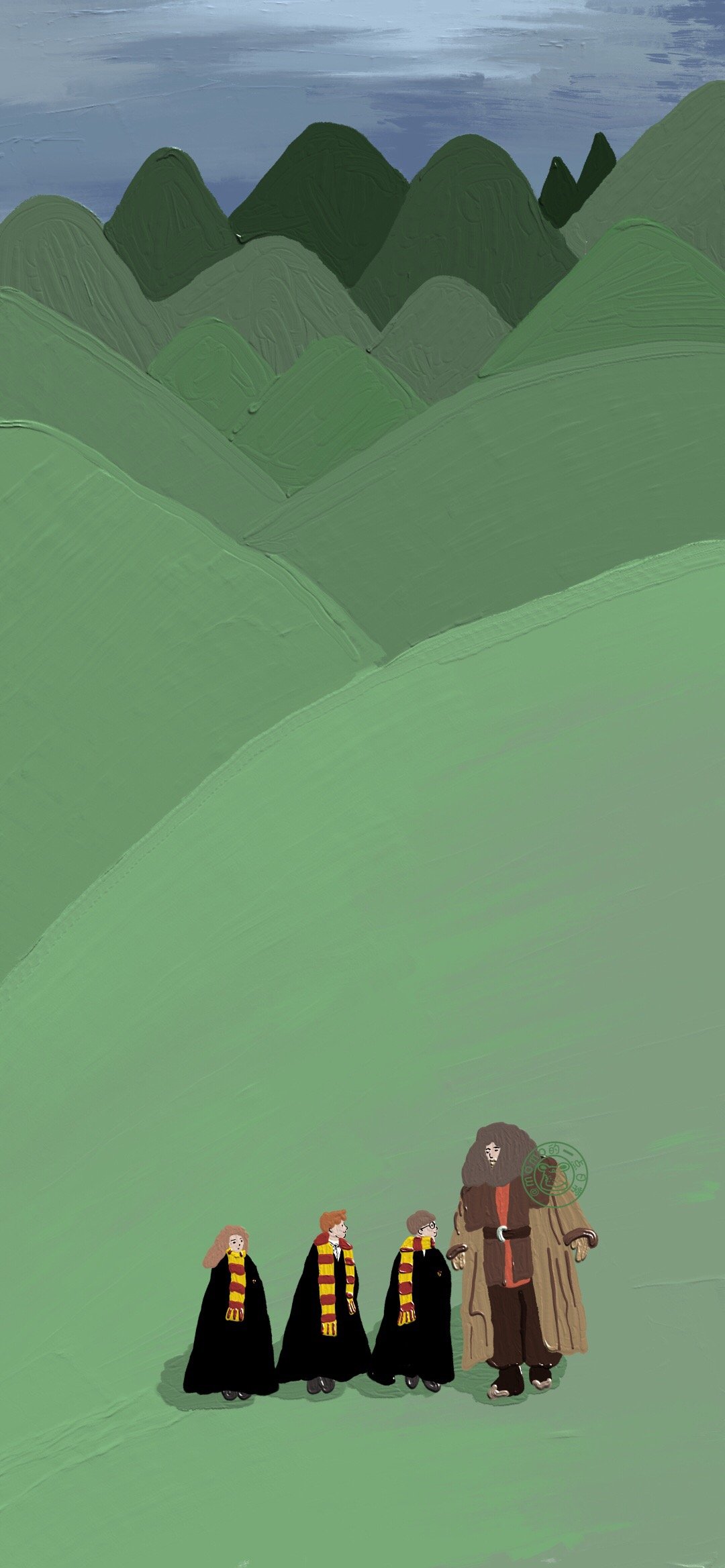 小清新油画壁纸插画,可爱又仙气的油画壁纸左下角取图