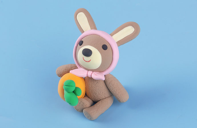 粘土手工蛋糕小兔子,粘土手工小兔子的房子