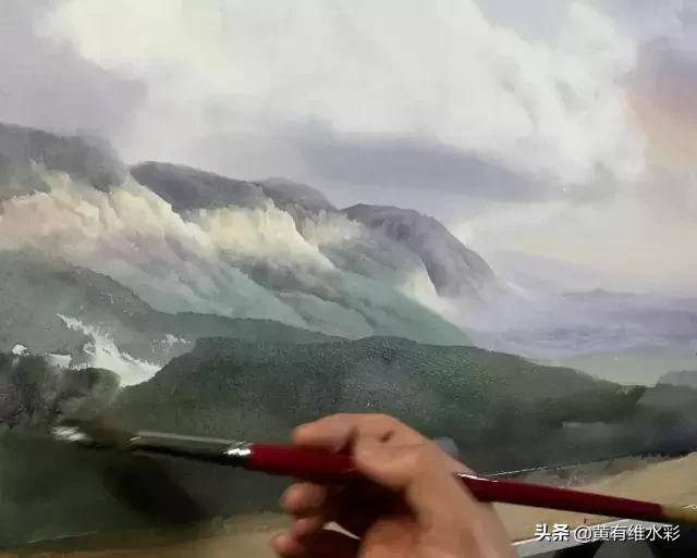 水彩画山风景入门,远山画法入门教程
