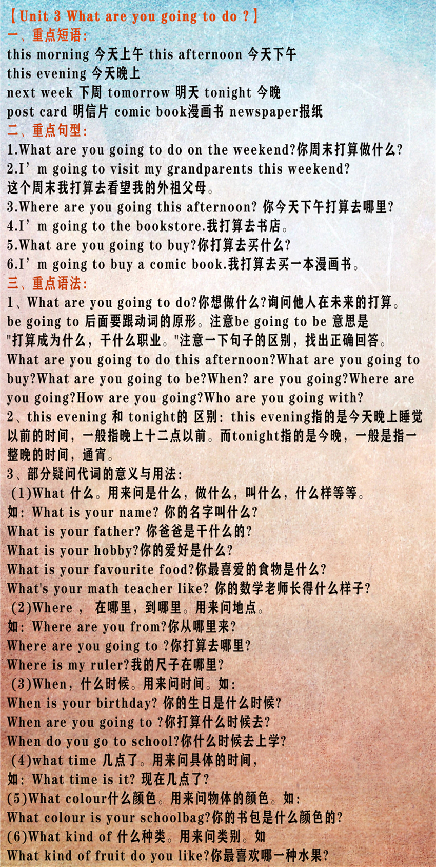 小学英语3-6年级必背知识点,小学英语北京版1至6年级单词