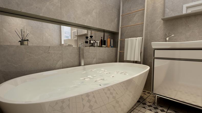 卫生间干湿分离装修效果图浴缸,主卧5平米卫生间带浴缸