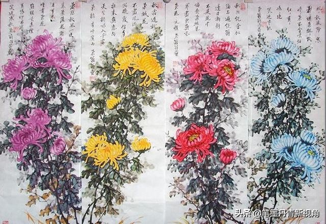 菊花花卉国画100幅临摹,梅兰竹菊花国画300幅