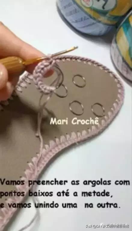 旧鞋底改造钩针鞋教程,手工钩鞋教程春夏季椰子鞋