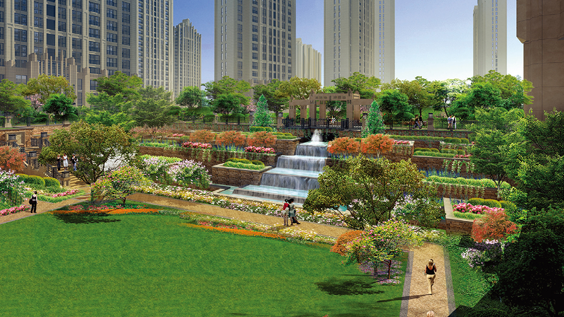 园林景观设计别墅全套,现代风格别墅庭院景观全景