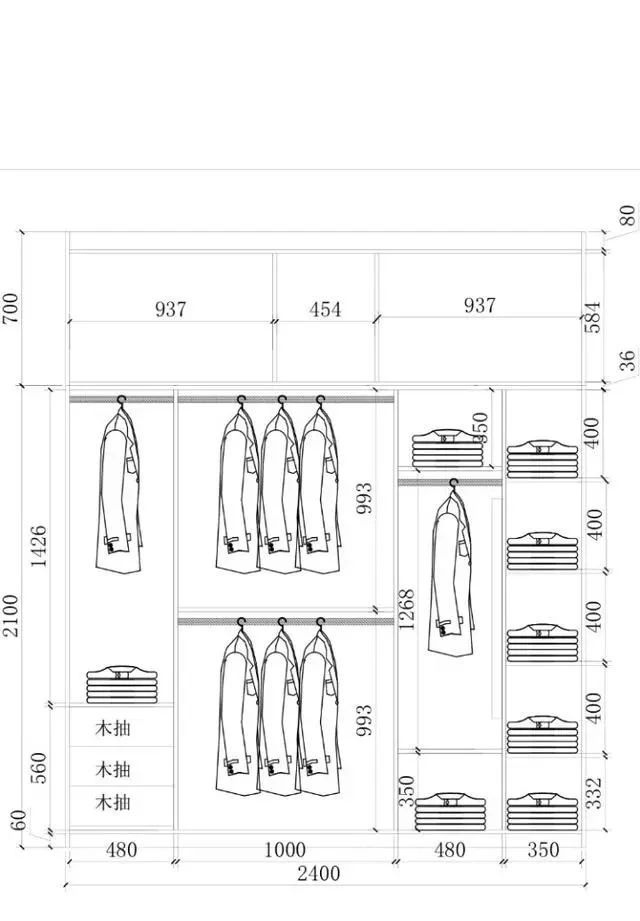 衣柜布局设计尺寸图,52公分的衣柜怎么设计