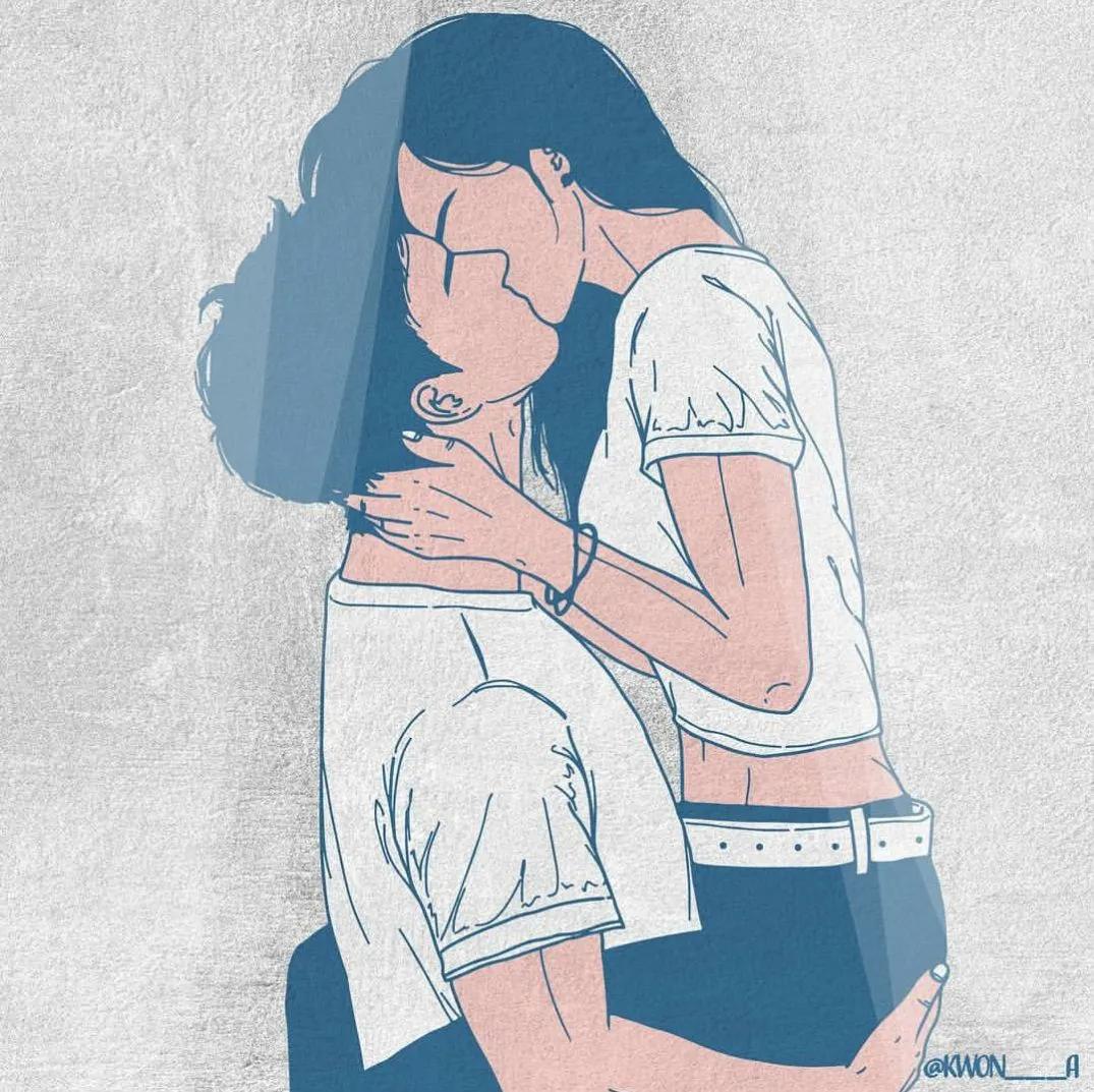 韩国插画师霸道总裁插画,韩国插画师笔下的情侣日常