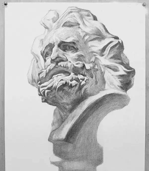 海盗侧面素描石膏头像步骤,素描石膏几何体组合