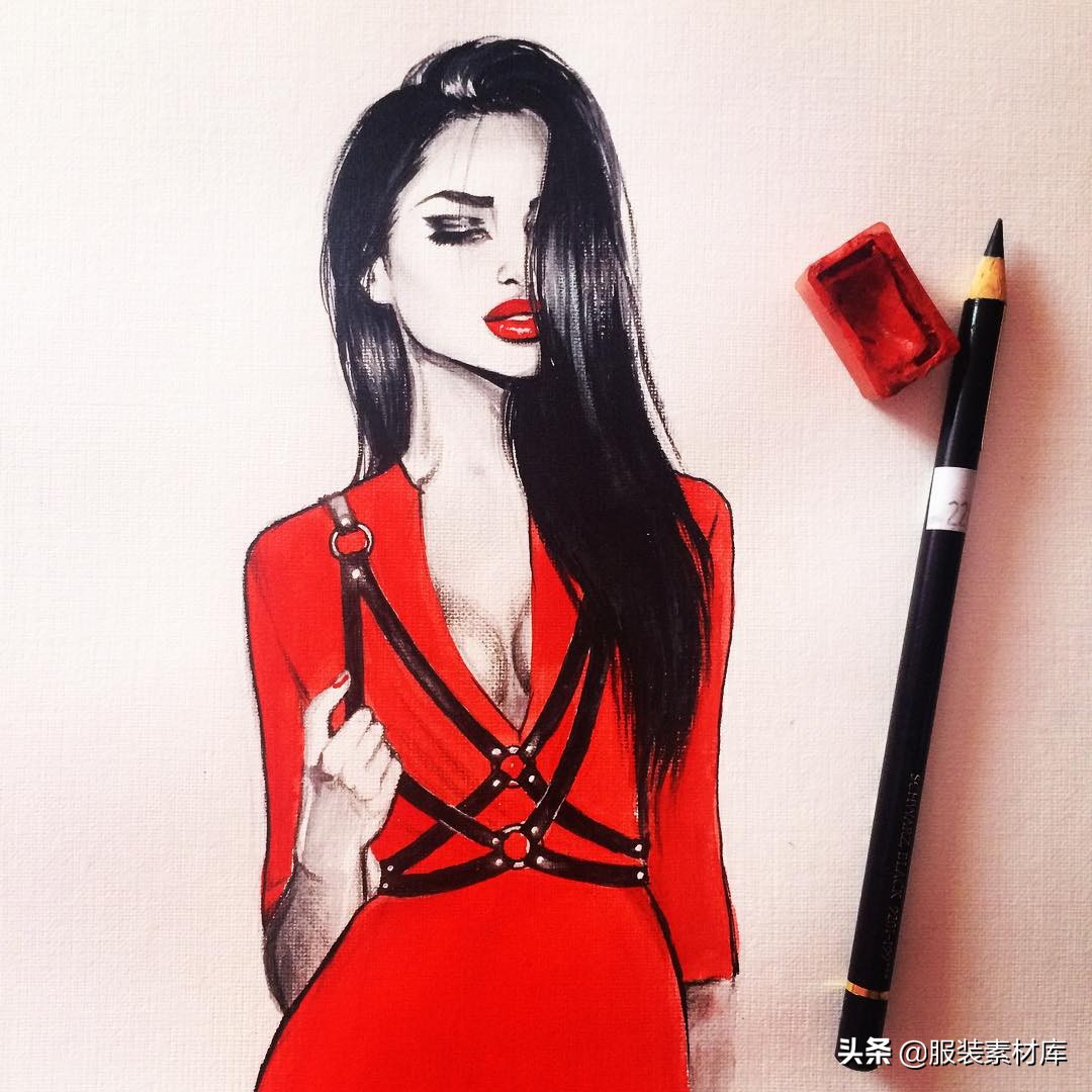 100幅手绘画图片大全,时装画手绘100例书