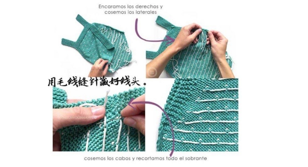 宝宝连体衣编织视频教程全集,从上往下织连体衣编织教程