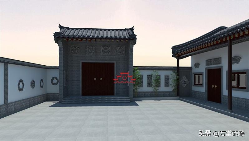 仿古砖雕祠堂,中式砖雕建筑