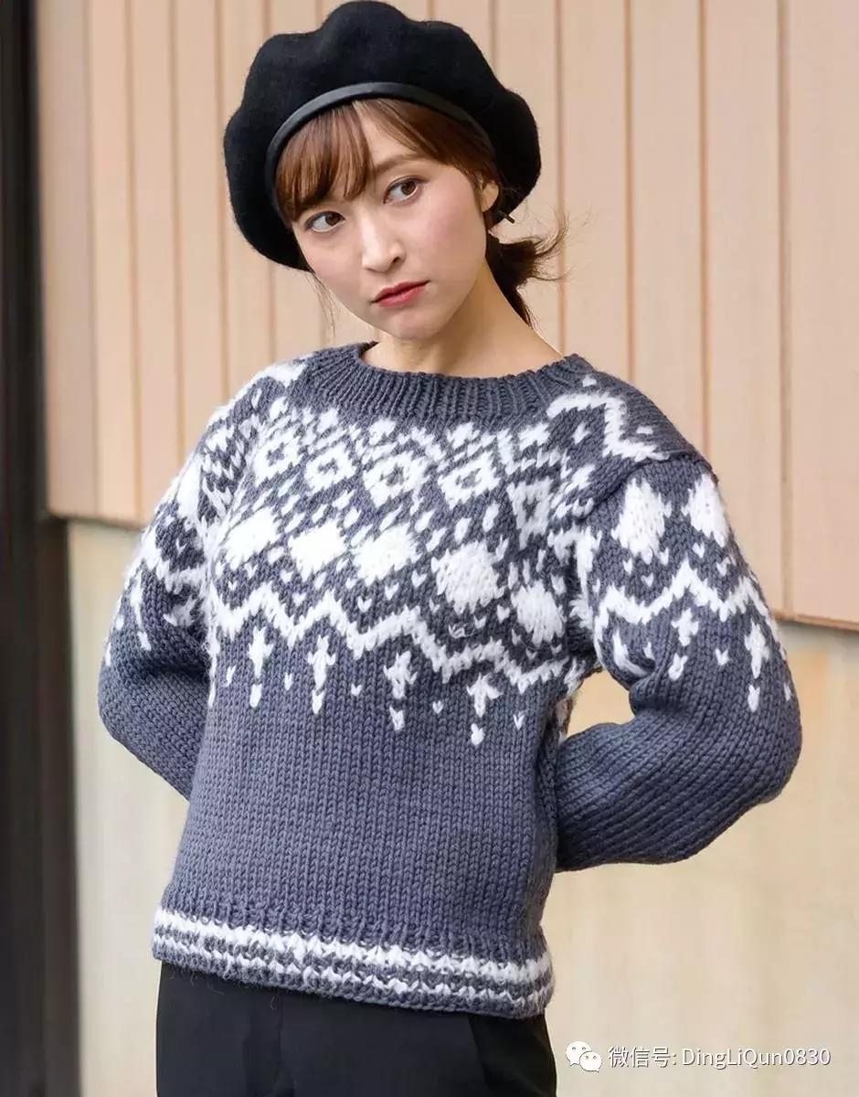 围巾编织教程10-15岁,圆肩针织宽松套头衫小款编织