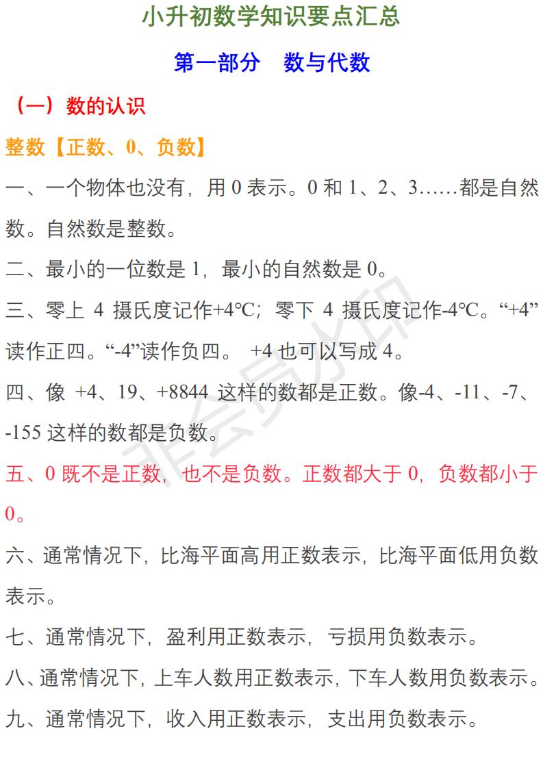 苏教版小升初数学知识点归纳,六年级数学小升初知识点归纳