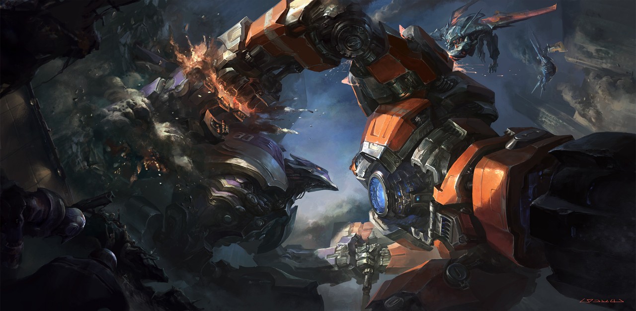 lol霸天机甲背景故事,lol霸天石头人对战塞恩背景图