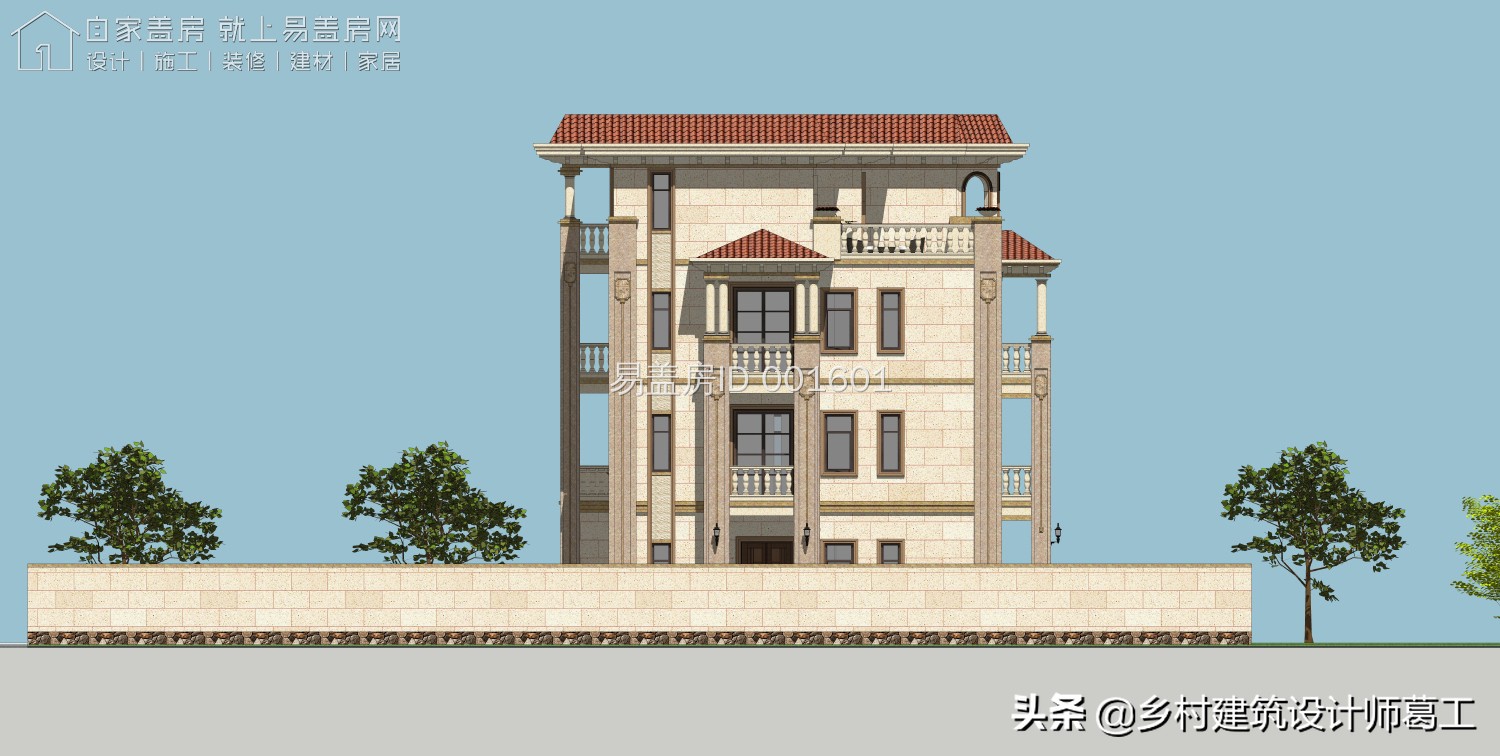 带堂屋神位独立厨房的二层半别墅,侧面独立厨房二层欧式别墅