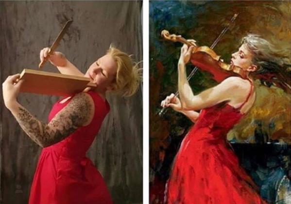 世界名画人物模仿搞笑,外国人恶搞画作