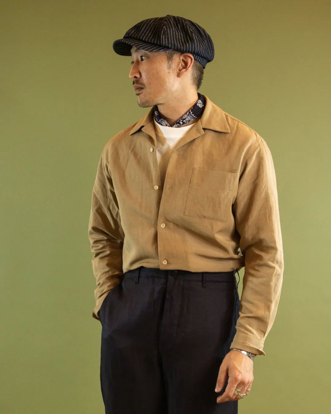 日系复古长袖衬衫,复古绣花领长袖