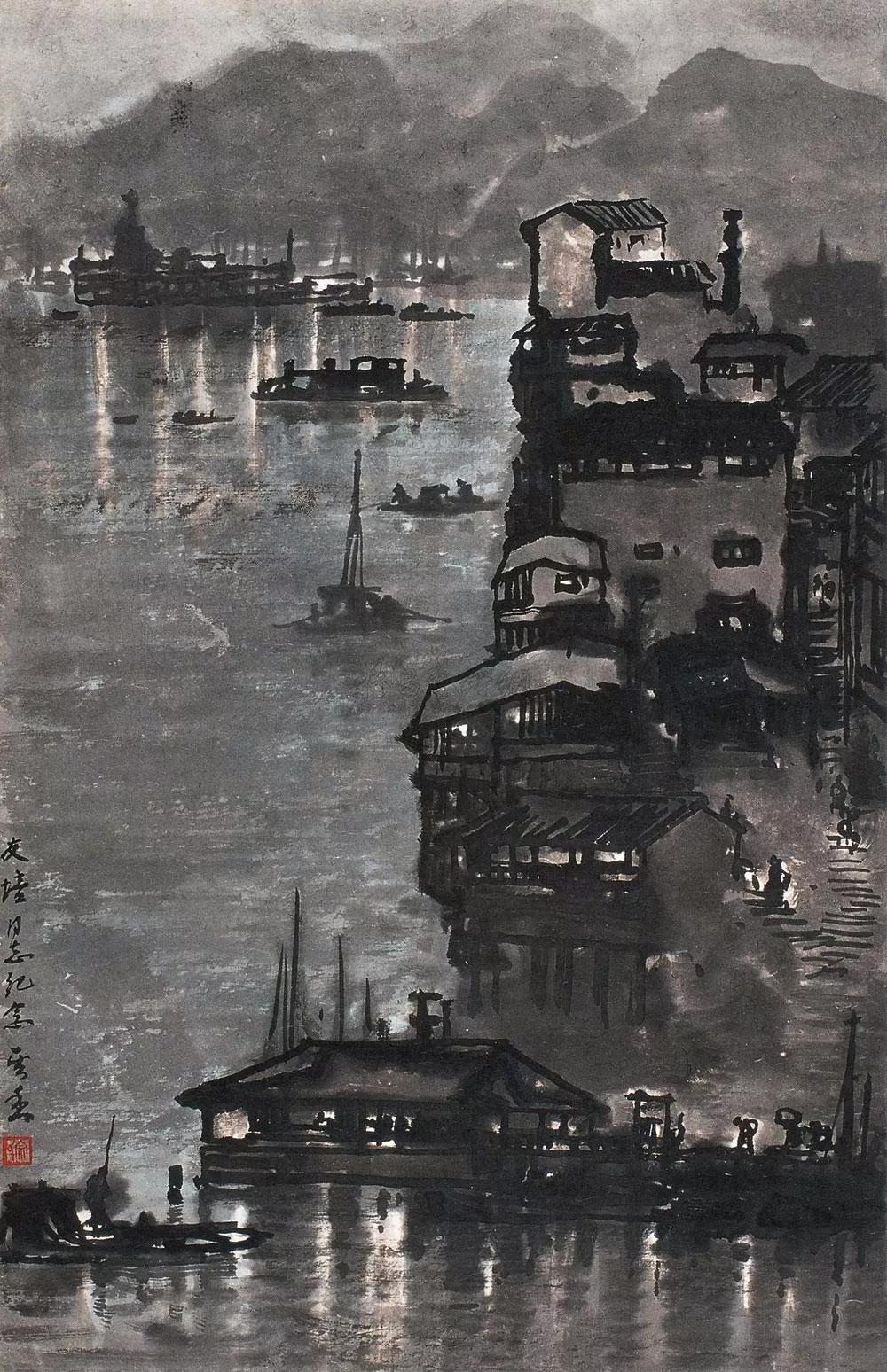 水墨画夜景欣赏,画夜景最好的中国画