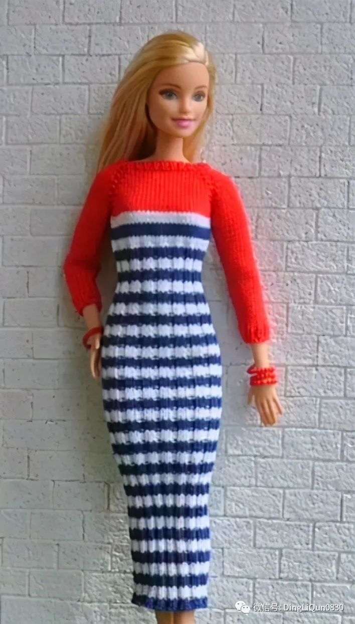 毛线编织芭比娃娃连衣裙图解,手工编织娃娃裙
