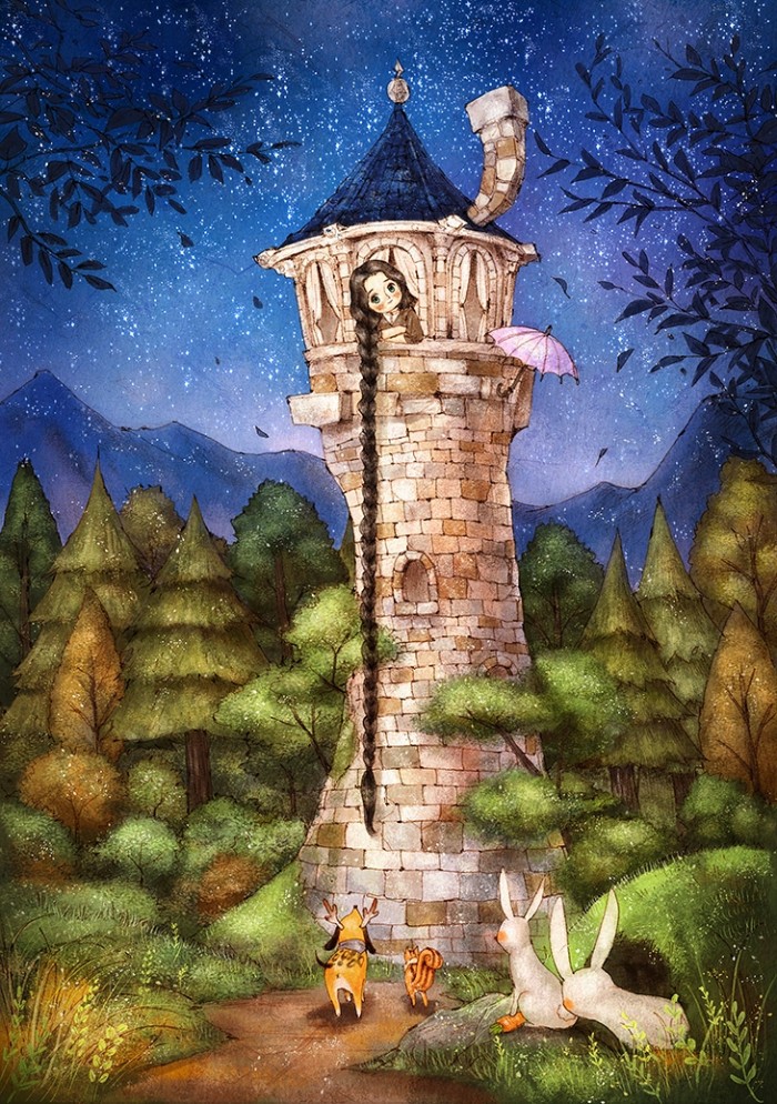 韩国插画师森林女孩日记图文,水彩插画森林女孩日记