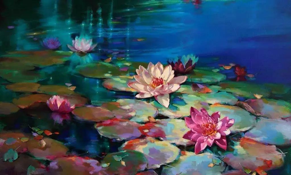 莫奈的睡莲紫色,莫奈睡莲和梵高睡莲