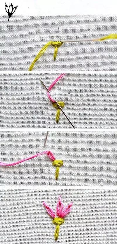 刺绣教程4种简单的小花图案,精美的立体花朵刺绣教程