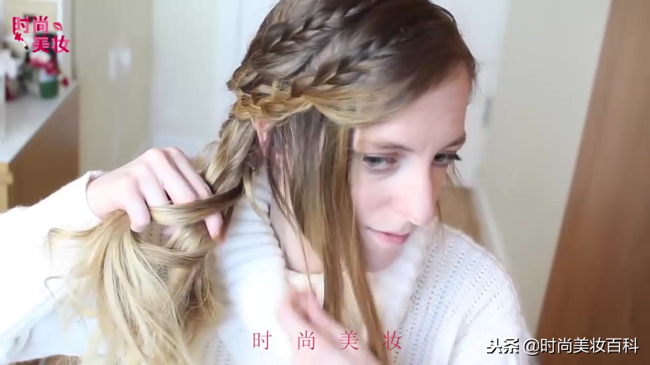 渔夫帽短发型编发教程,海边造型中短编发