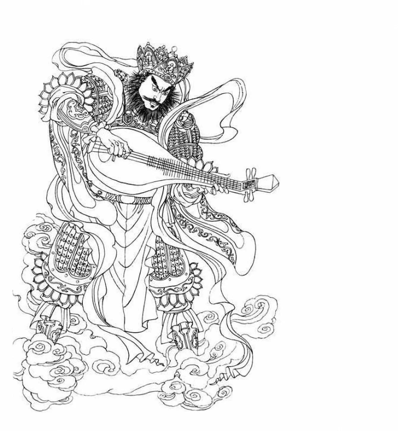 图谱神话人物工笔画白描,国画工笔人物白描图片大全大图