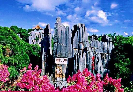 云南昆明天下第一奇观石林美景,天下第一奇观石林拥有喀斯特地形