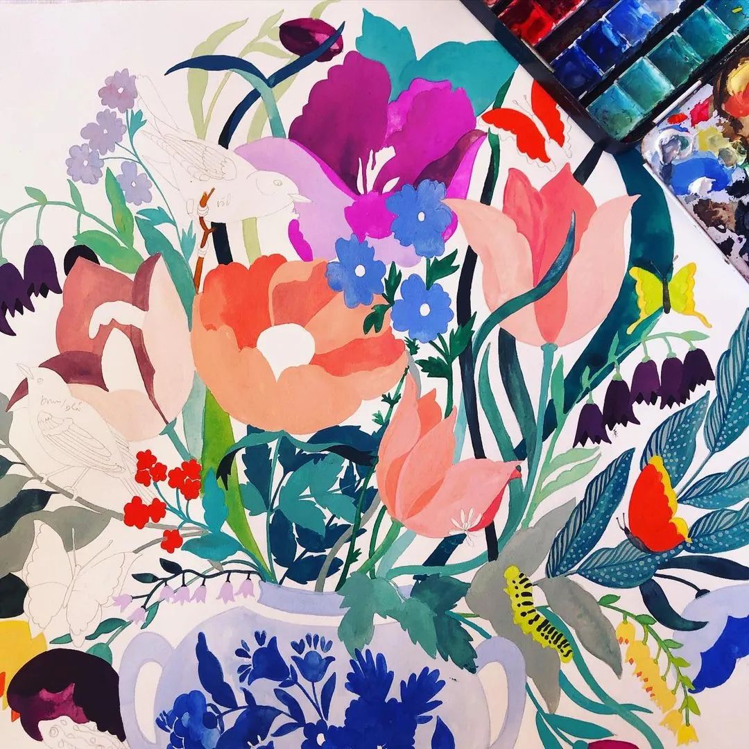 水彩渲染画建筑效果图,水彩平涂画