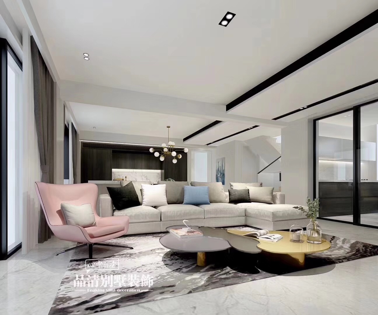 103平方轻奢简约装修,300平大户型现代简约装修图