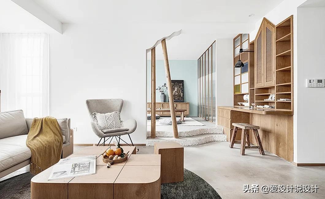 原木是让人清新脱俗的风格,现代简约和原木风混搭