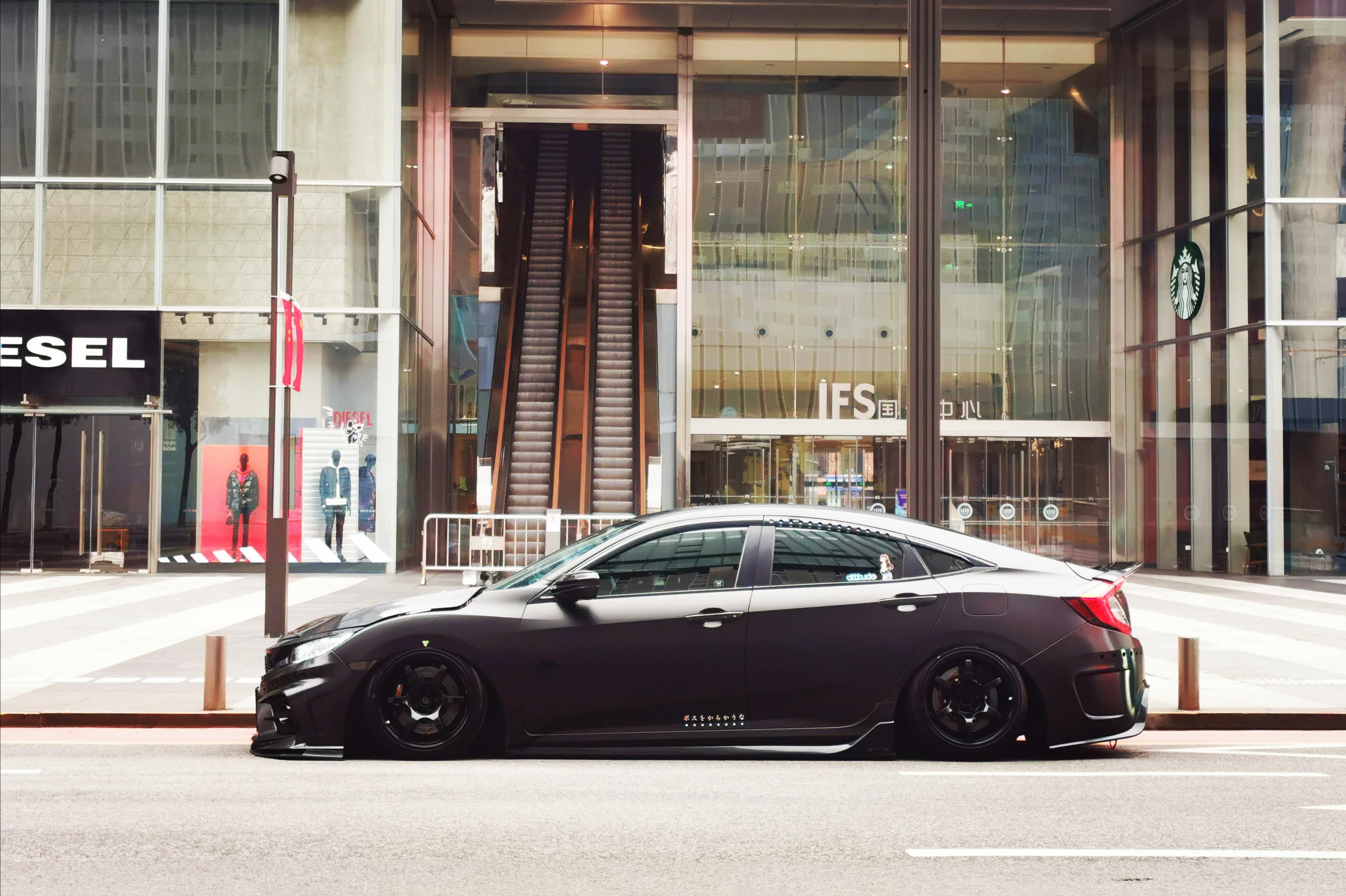 十代思域外观黑白改装方案,十代思域全黑改装