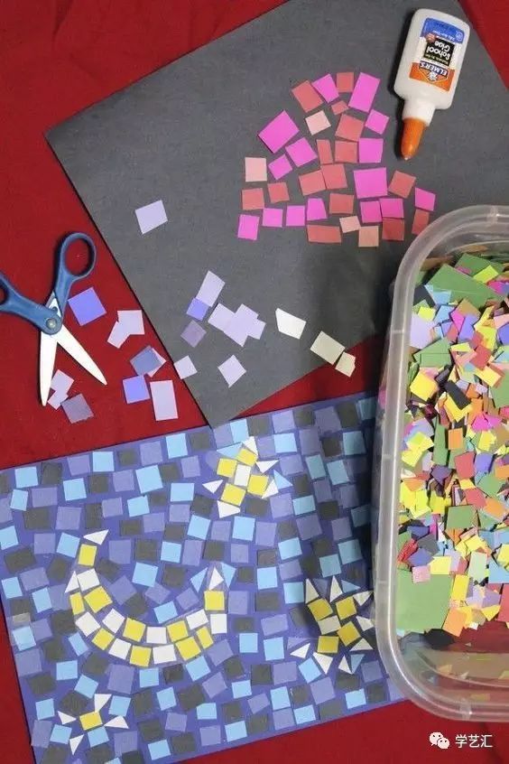 瓷砖拼贴马赛克效果图片大全,卡纸马赛克拼贴梵高向日葵画教程