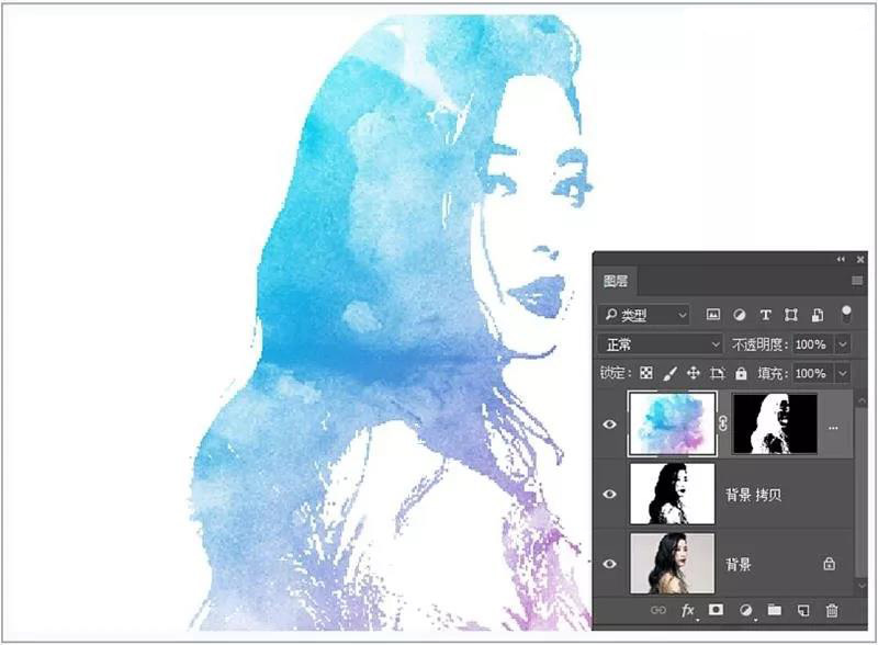 ps人像水彩画制作,ps人像水墨画调色教程