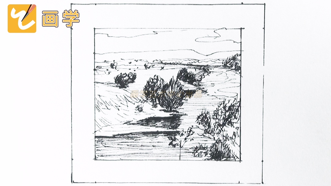 原创绘画教学视频,绘画教程风景画零基础