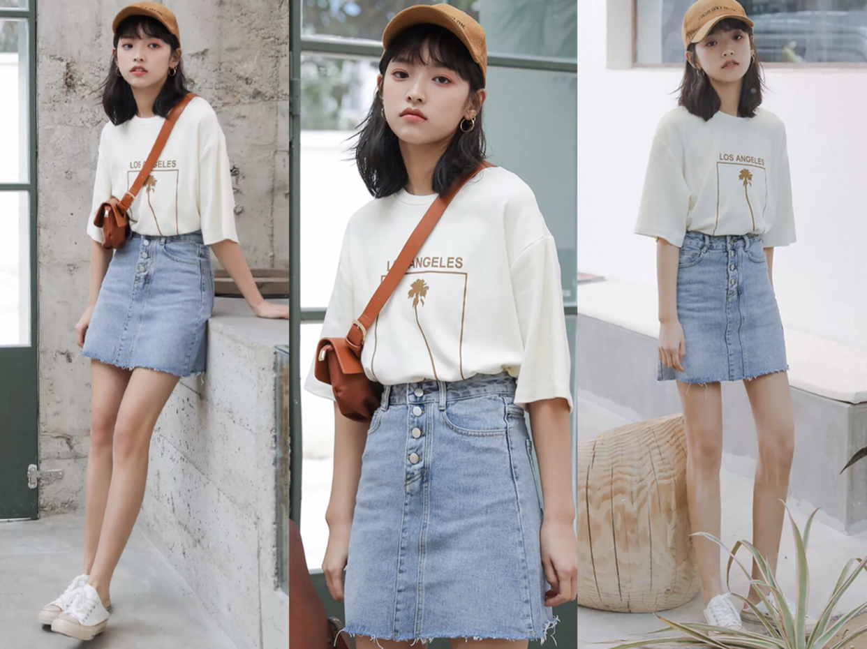 高个子牛仔短裙搭配什么上衣好看,小个子女生牛仔短裙推荐