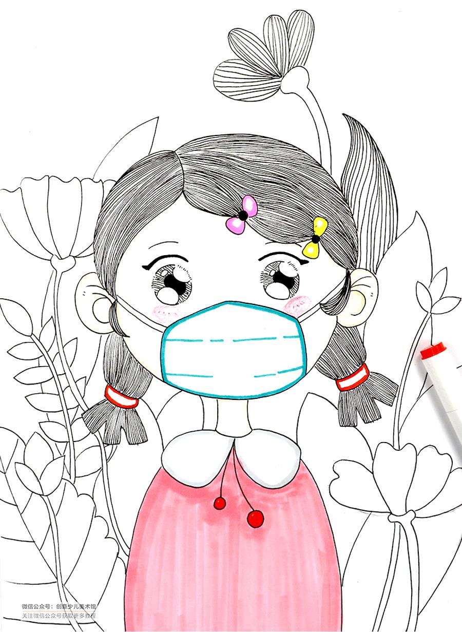 关于疫情的儿童画教程,疫情主题儿童画视频教程
