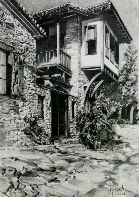 40张经典素描风景图快拿去临摹吧,最好看的素描风景图片