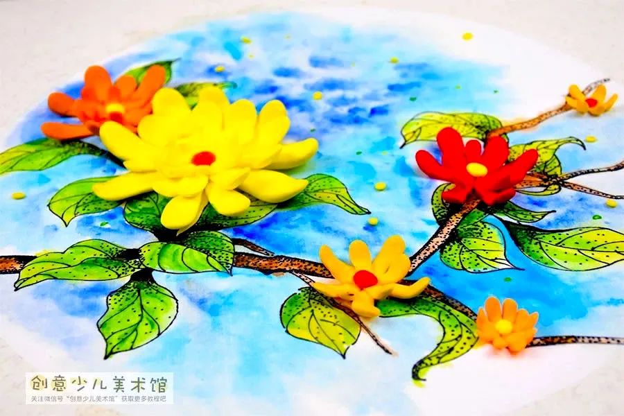 花儿朵朵黑白画四年级儿童画,儿童创意画春天花儿开