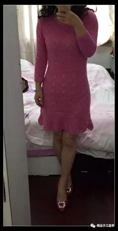 蕾丝鱼尾连衣裙钩织教程,棒针织连衣裙子的教程成人款