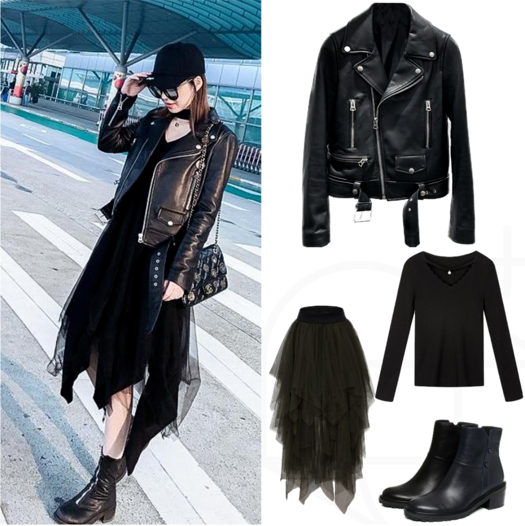 翻领皮夹克经典搭配,皮夹克怎么搭配更好看