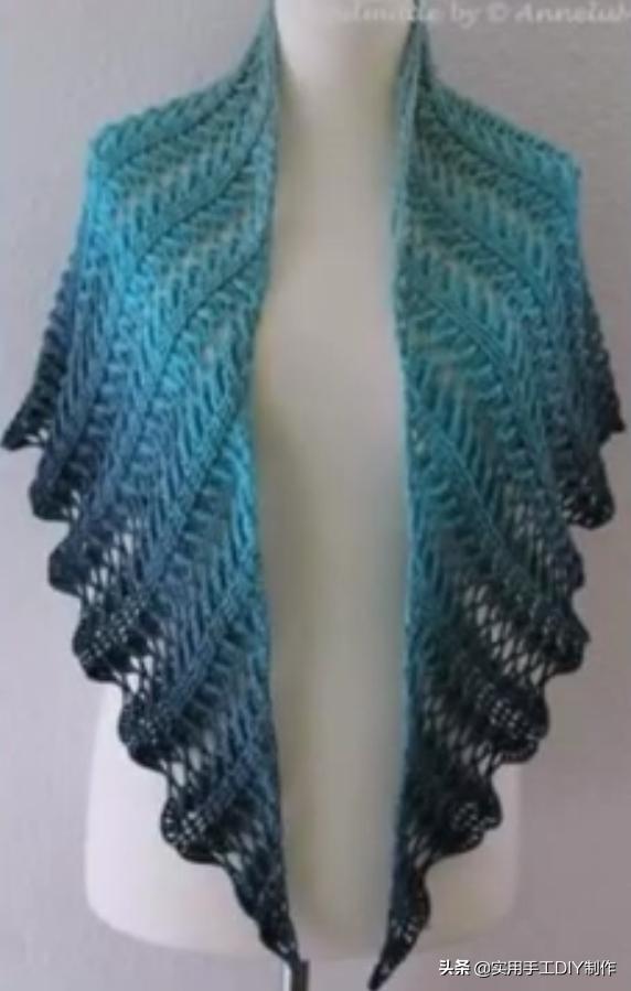 新款针织秋冬宽松披肩怎么织,针织中长款披肩