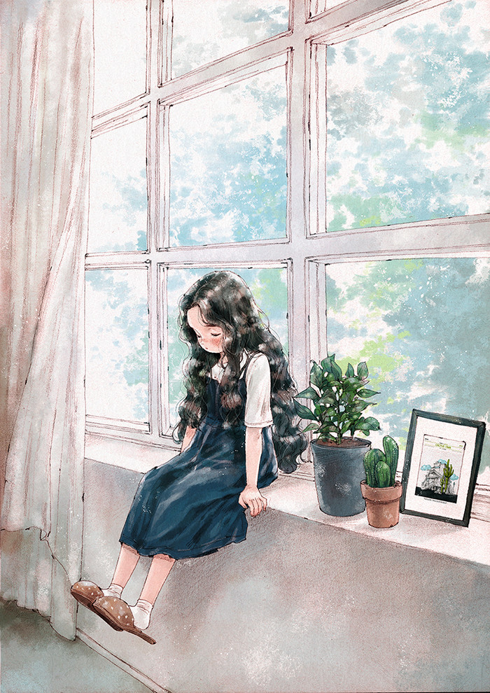 韩国插画师森林女孩日记图文,水彩插画森林女孩日记