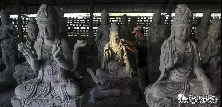 石雕观音佛像雕刻,彩绘汉白玉观音石雕佛像雕刻定制