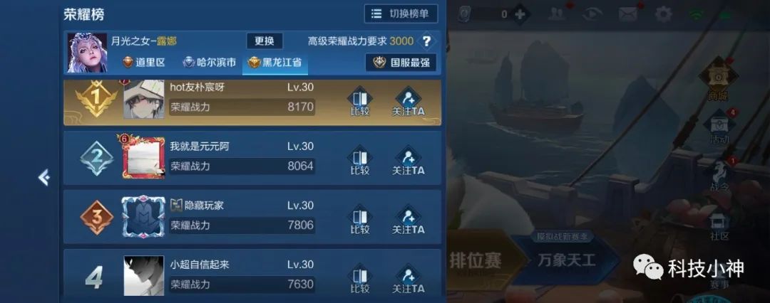 王者荣耀露娜全网最高战力,王者荣耀露娜战力最低地区查询