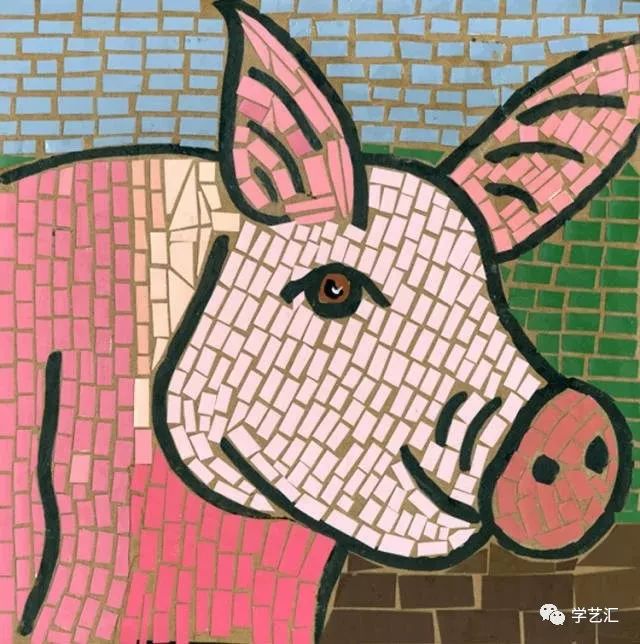 瓷砖拼贴马赛克效果图片大全,卡纸马赛克拼贴梵高向日葵画教程