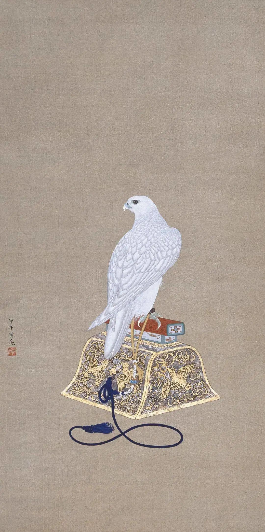 他画的鹰，严谨工致，萧疏威严