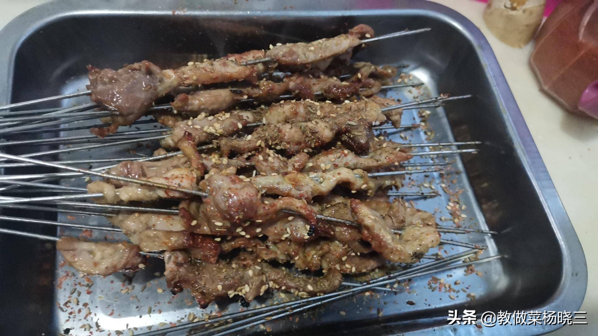 家里碳烤肉串,在家炭炉烤串