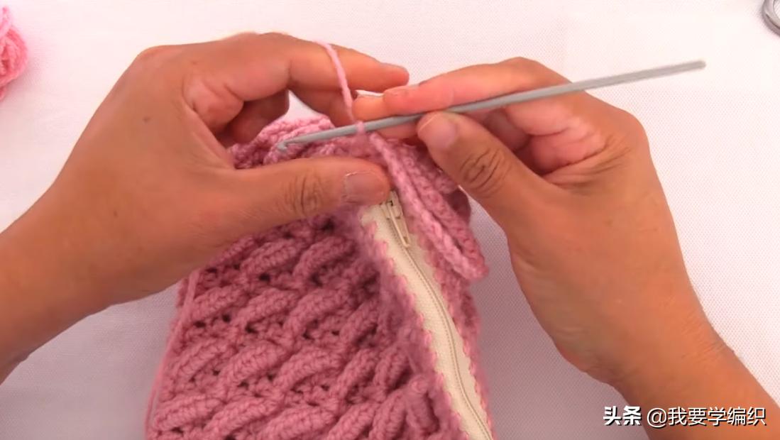 迷你小包包只用短针钩,简单钩针的小包包