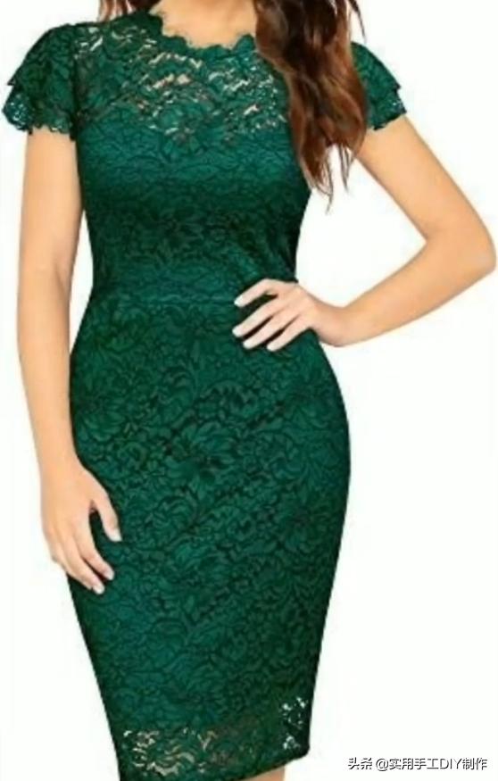 蕾丝镂空花连衣裙制作款式,钩花镂空蕾丝拼接连衣裙